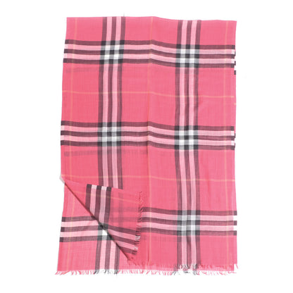 Burberry Silk Cashmere Giant Check Scarf Bright Rose 3 of 4