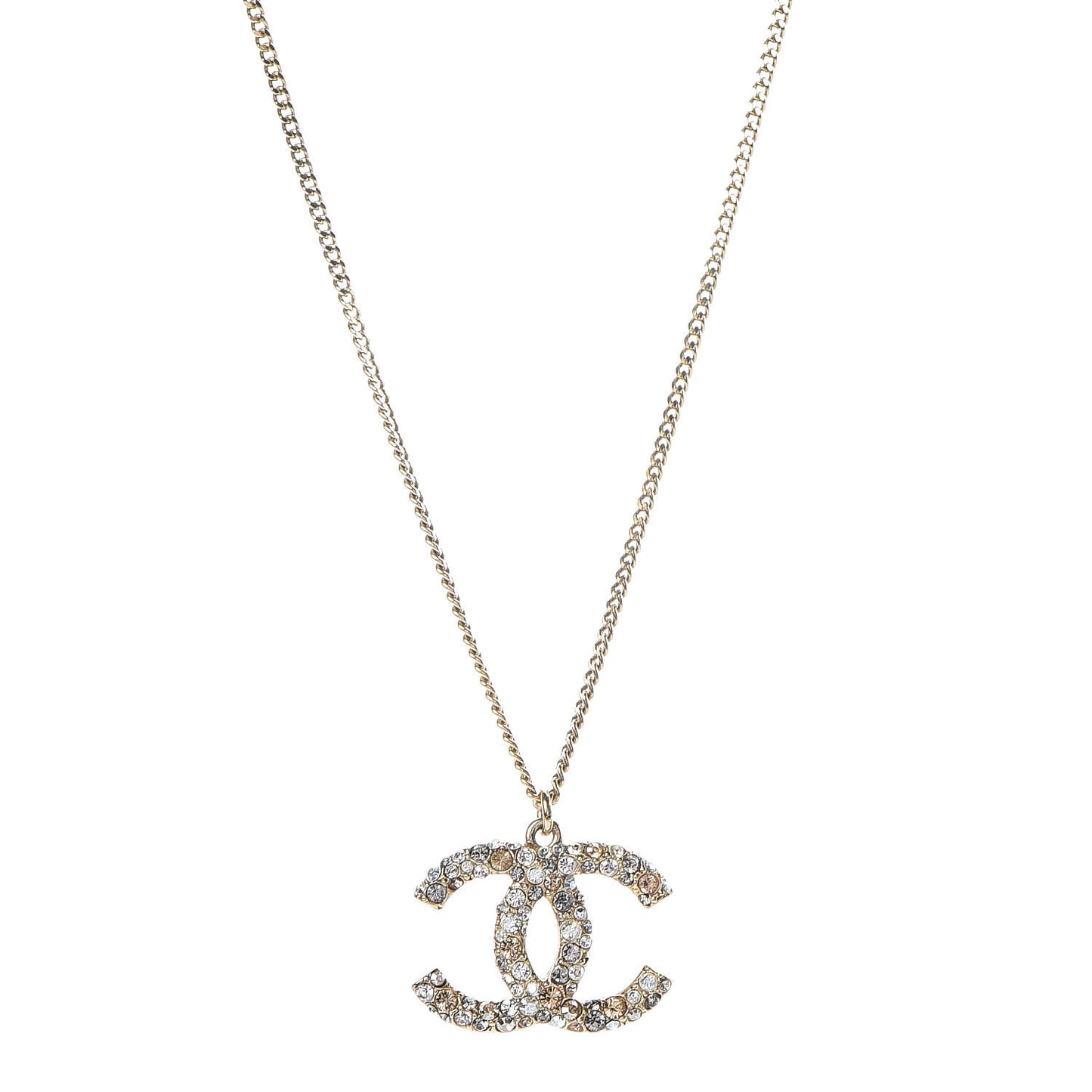 Crystal Baguette CC Necklace Gold
