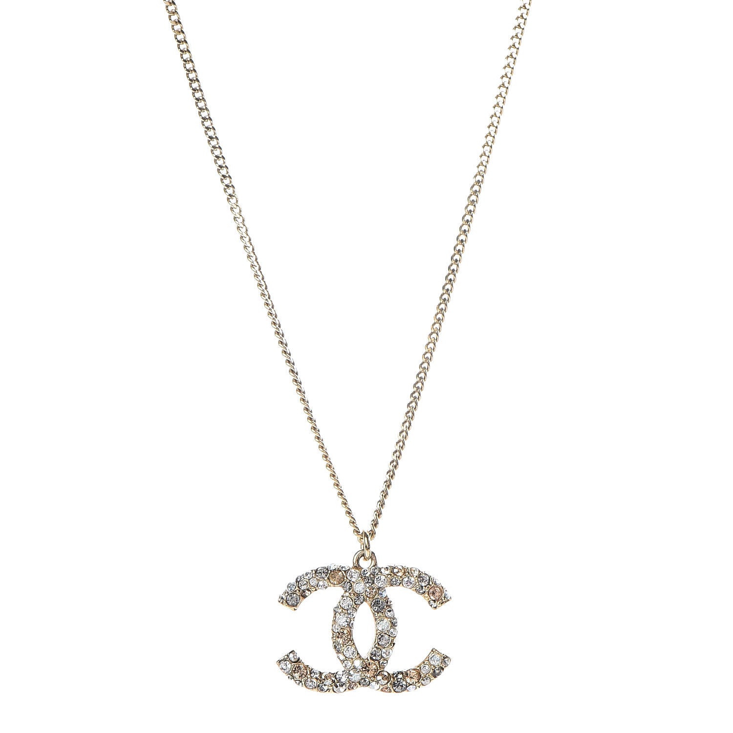 Chanel Crystal Baguette CC Necklace Gold 1 of 6
