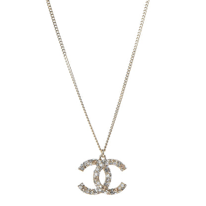 Chanel Crystal Baguette CC Necklace Gold 1 of 6