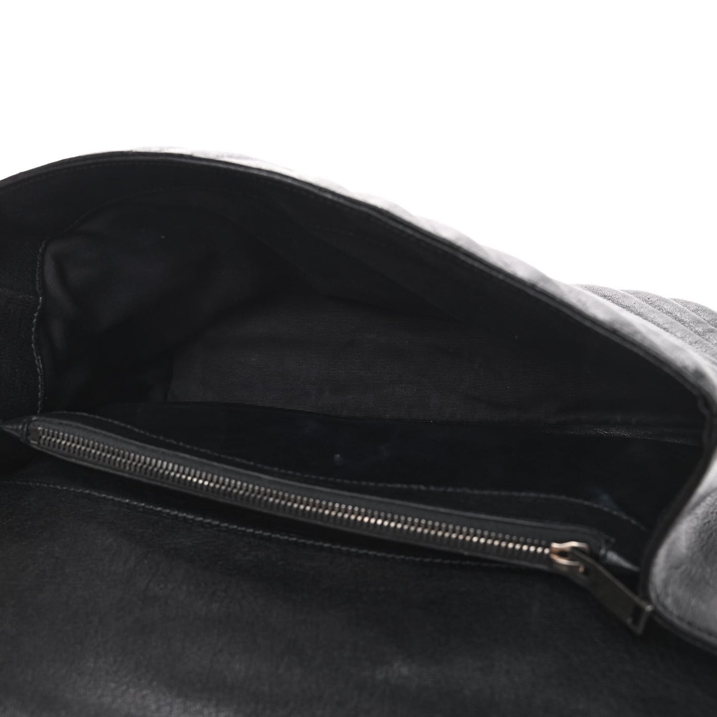 Sheepskin Matelasse Chevron Monogram Large College Satchel Black