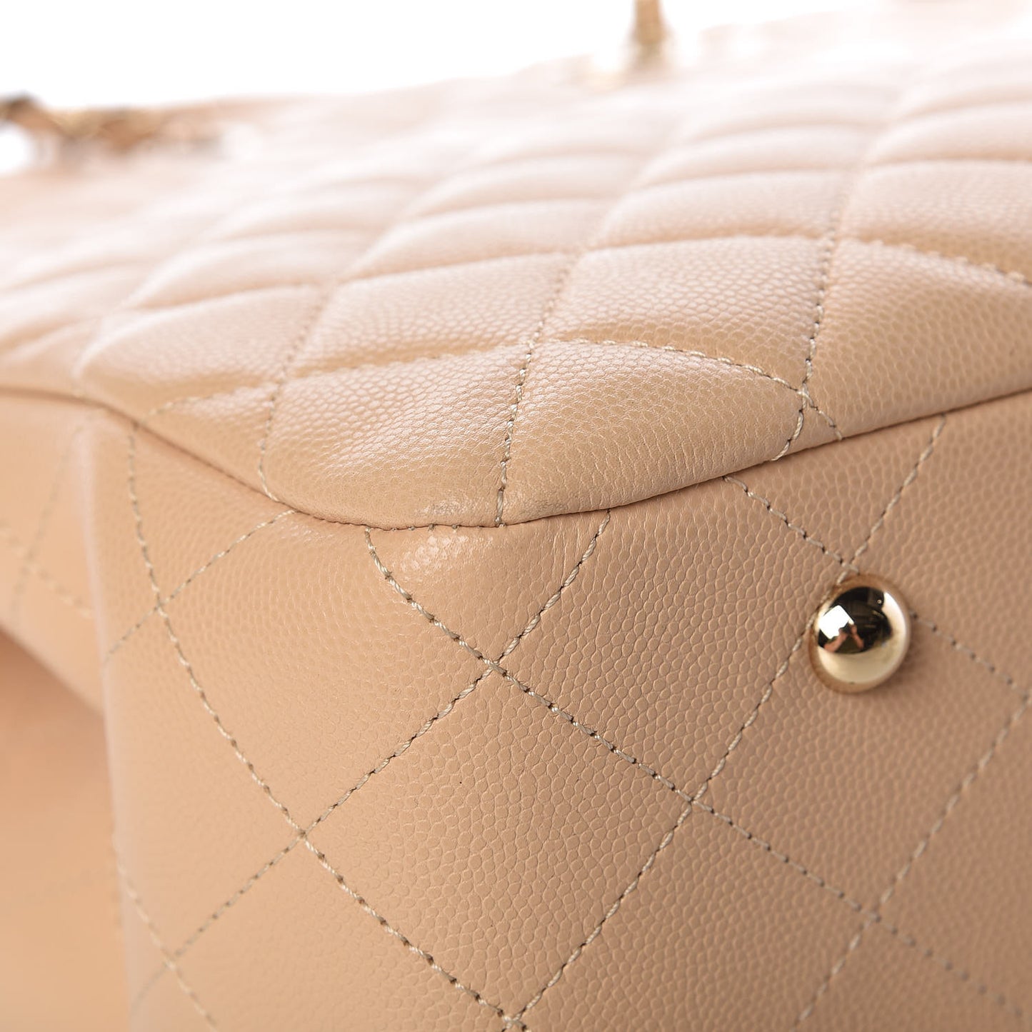 Caviar Quilted Large Classic Shopping Tote Light Beige