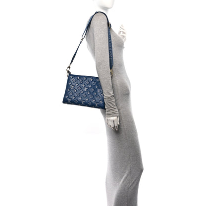 Louis Vuitton Lambskin Embossed Monogram Coussin PM Denim Blue 2 of 12