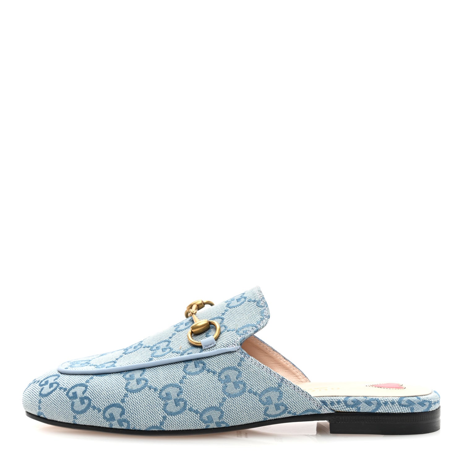 Gucci Canvas GG Monogram Nappa Womens Princetown Slippers 35.5 Porcelain Light Blue Dark Porcelain Light Blue 1 of 7