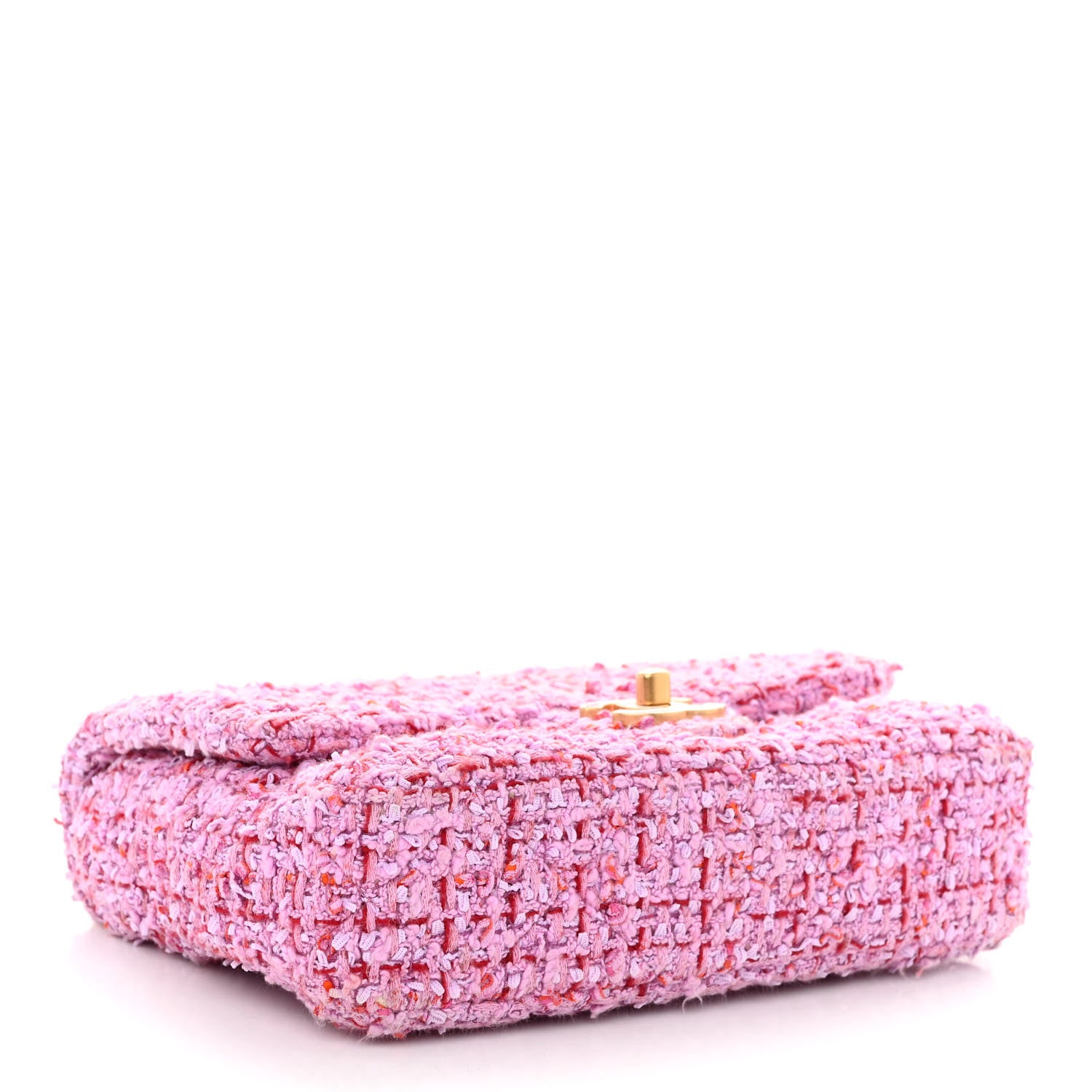 Chanel Tweed Enamel Quilted Mini Pending CC Square Flap Light Purple Pink Red 4 of 10