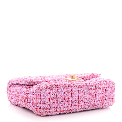 Chanel Tweed Enamel Quilted Mini Pending CC Square Flap Light Purple Pink Red 4 of 10