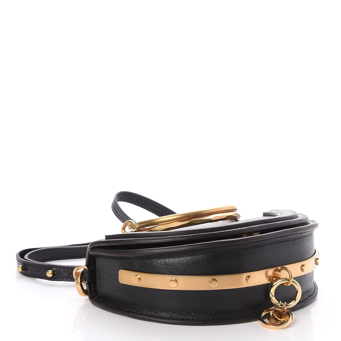 Calfskin Small Nile Bracelet Minaudiere Bag Black