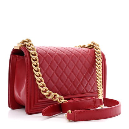 Chanel Lambskin Quilted Medium Boy Flap Dark Red 3 of 11