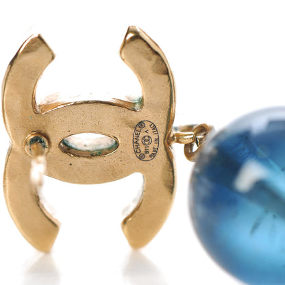 Chanel Bead CC Drop Earrings Gold Blue 5 of 6