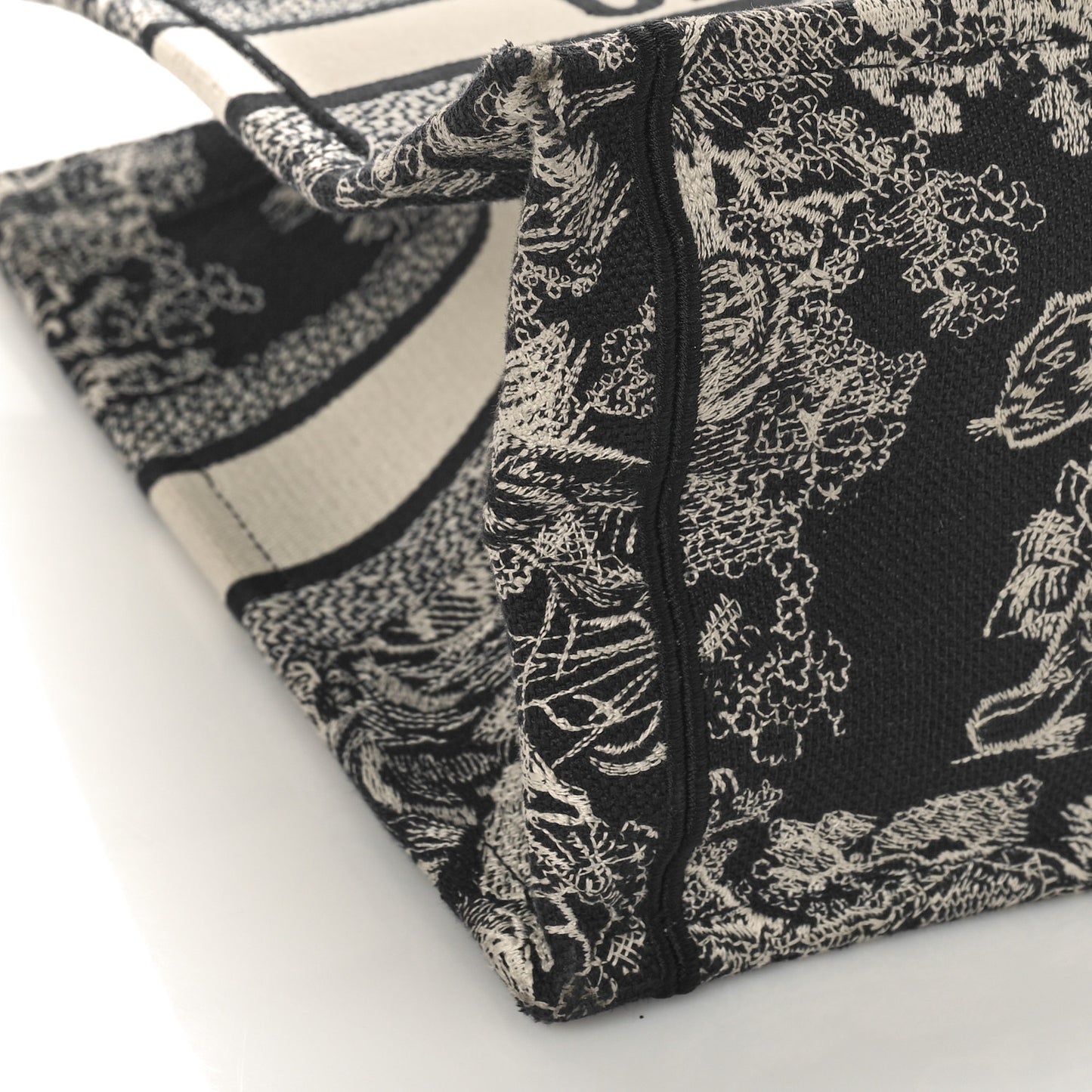 Canvas Embroidered Medium Toile De Jouy Reverse Book Tote Blue