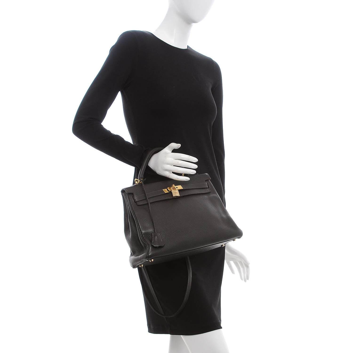 Hermes Taurillon Clemence Kelly Retourne 32 Chocolate 3 of 41