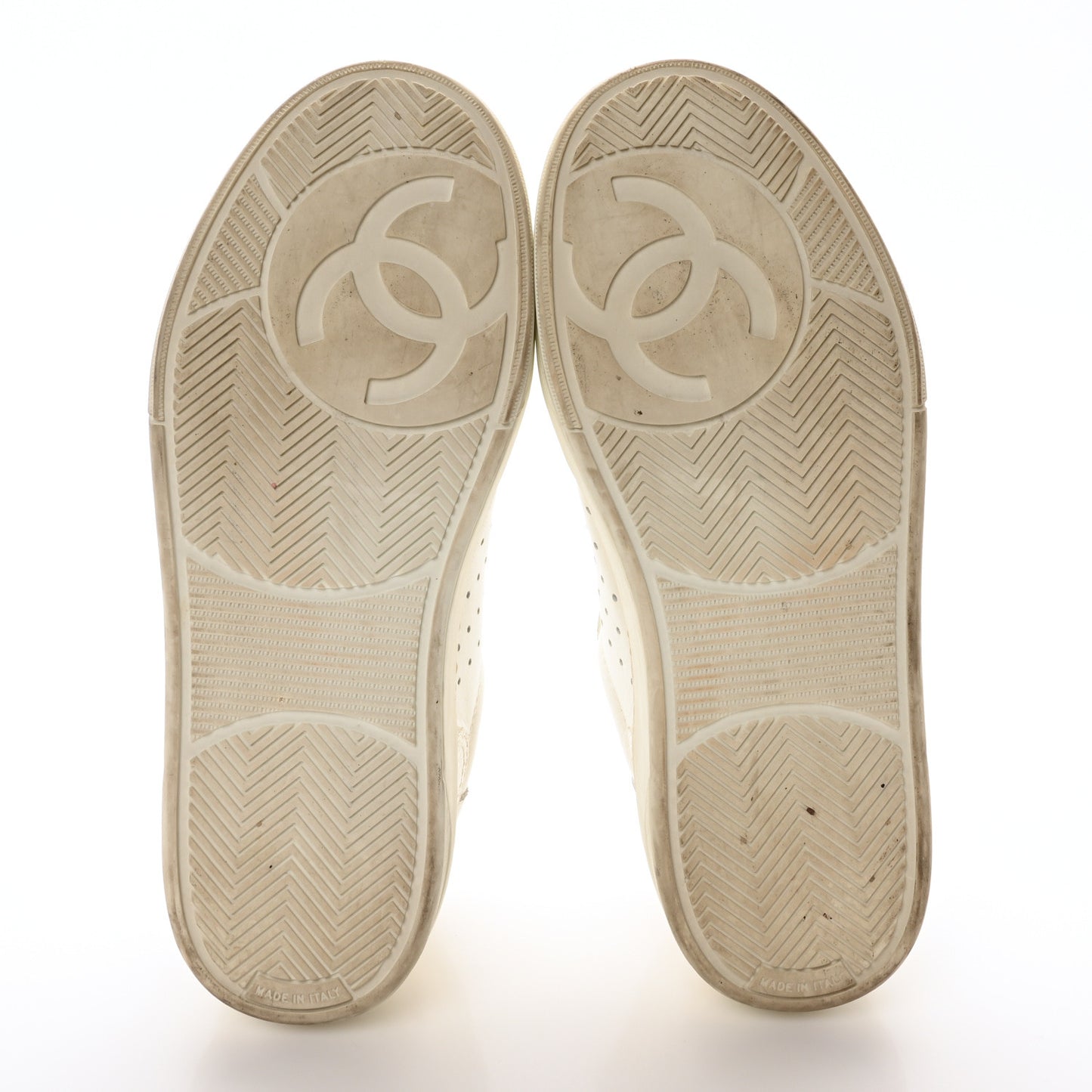 Grained Calfskin Fabric Womens Logo Sneakers 36.5 White