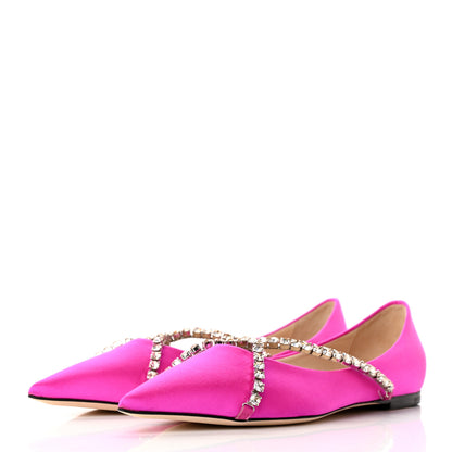 Jimmy Choo Satin Crystal Genevi Flat 35.5 Fuchsia Honey 3 of 11