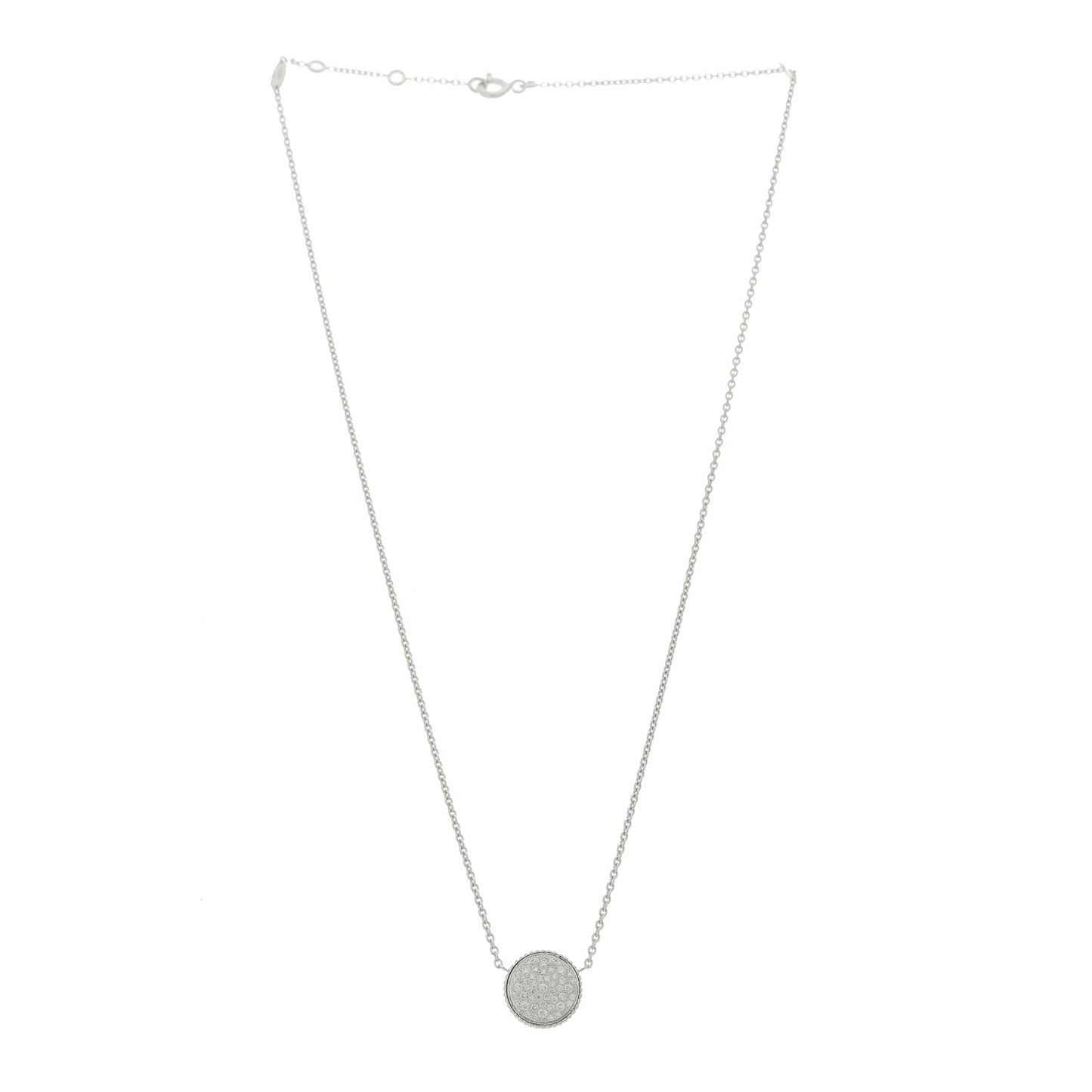 18K White Gold Diamond Rose Des Vents Pave Necklace