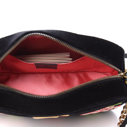 Gucci Velvet Matelasse Deer Embroidered Small GG Marmont Chain Shoulder Bag Black 4 of 10