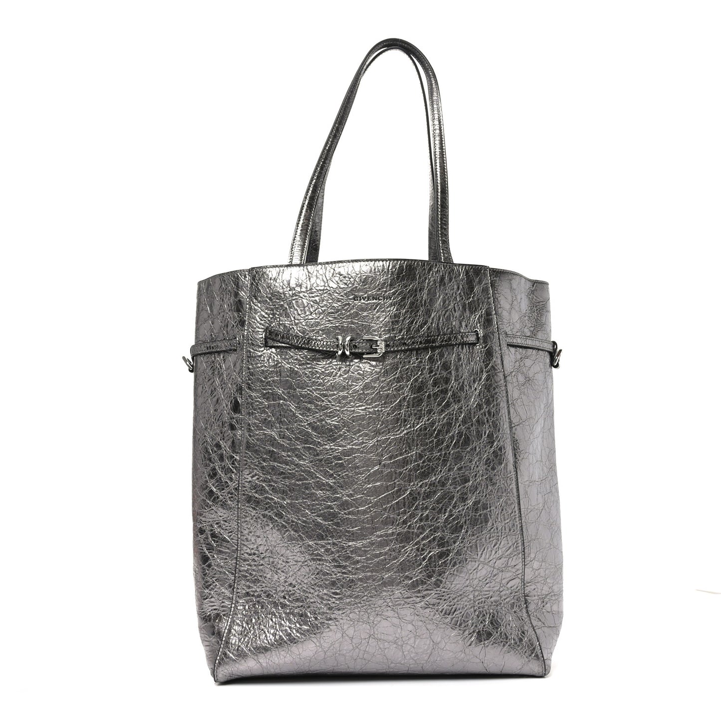 Metallic Calfskin Voyou Medium Tote Bag Silver