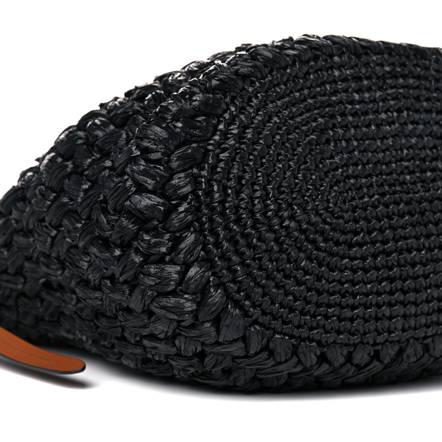 Raffia City Calf Bucket Bag Black Cognac