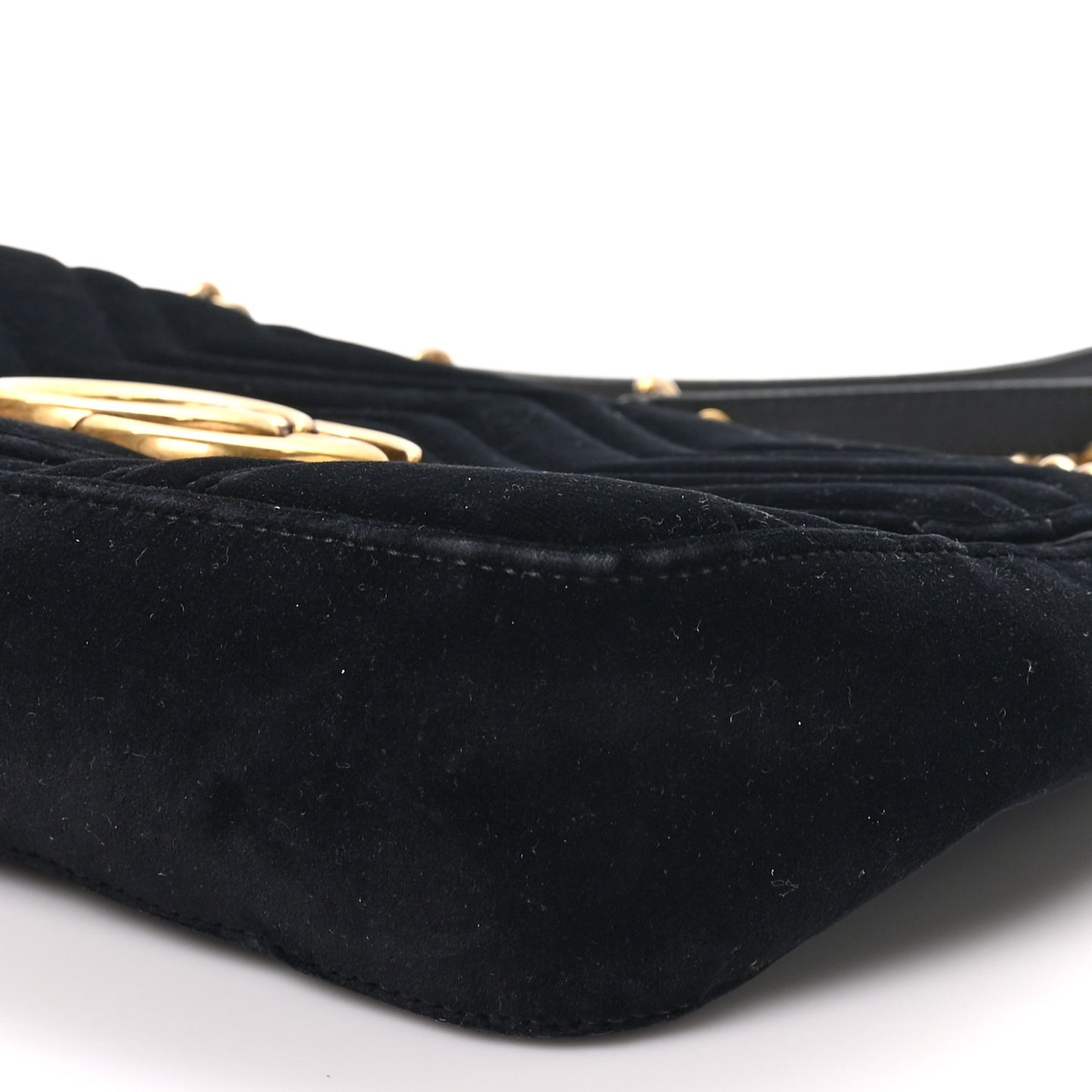 Velvet Matelasse Medium GG Marmont Shoulder Bag Black