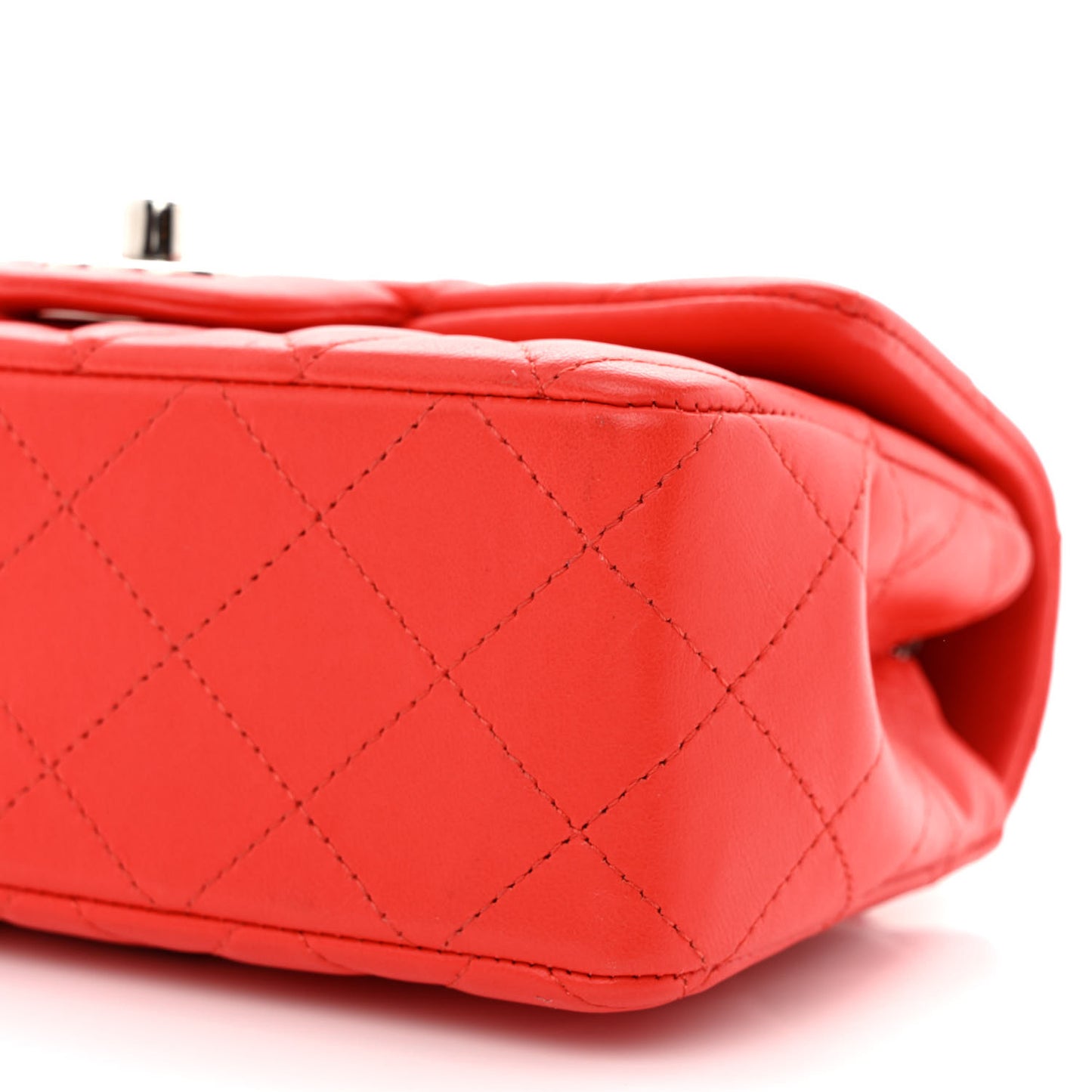 Lambskin Quilted Mini Rectangular Flap Coral