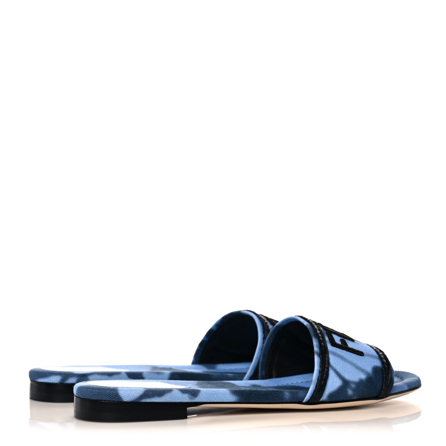 Fendi Canvas Floral Print Logo Flat Slide Sandals 38.5 Sagittarius Black 4 of 8