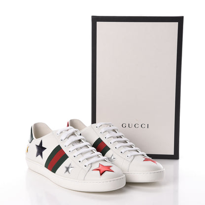 Gucci Calfskin Ayers Web Star Embroidered Womens Ace Sneakers 39.5 White Multi 8 of 8