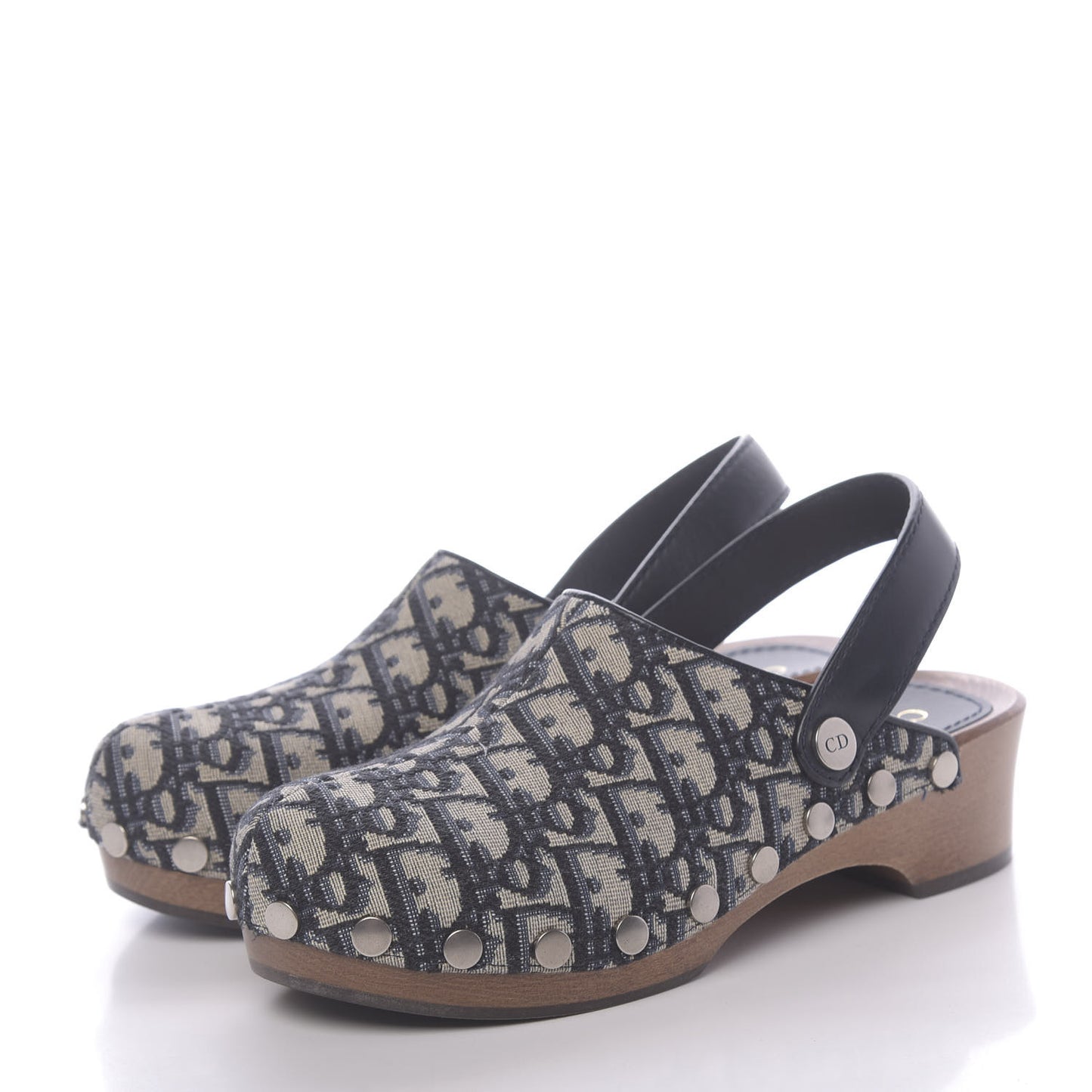 Canvas Oblique Diorquake 20mm Slingback Clogs 36 Deep Blue