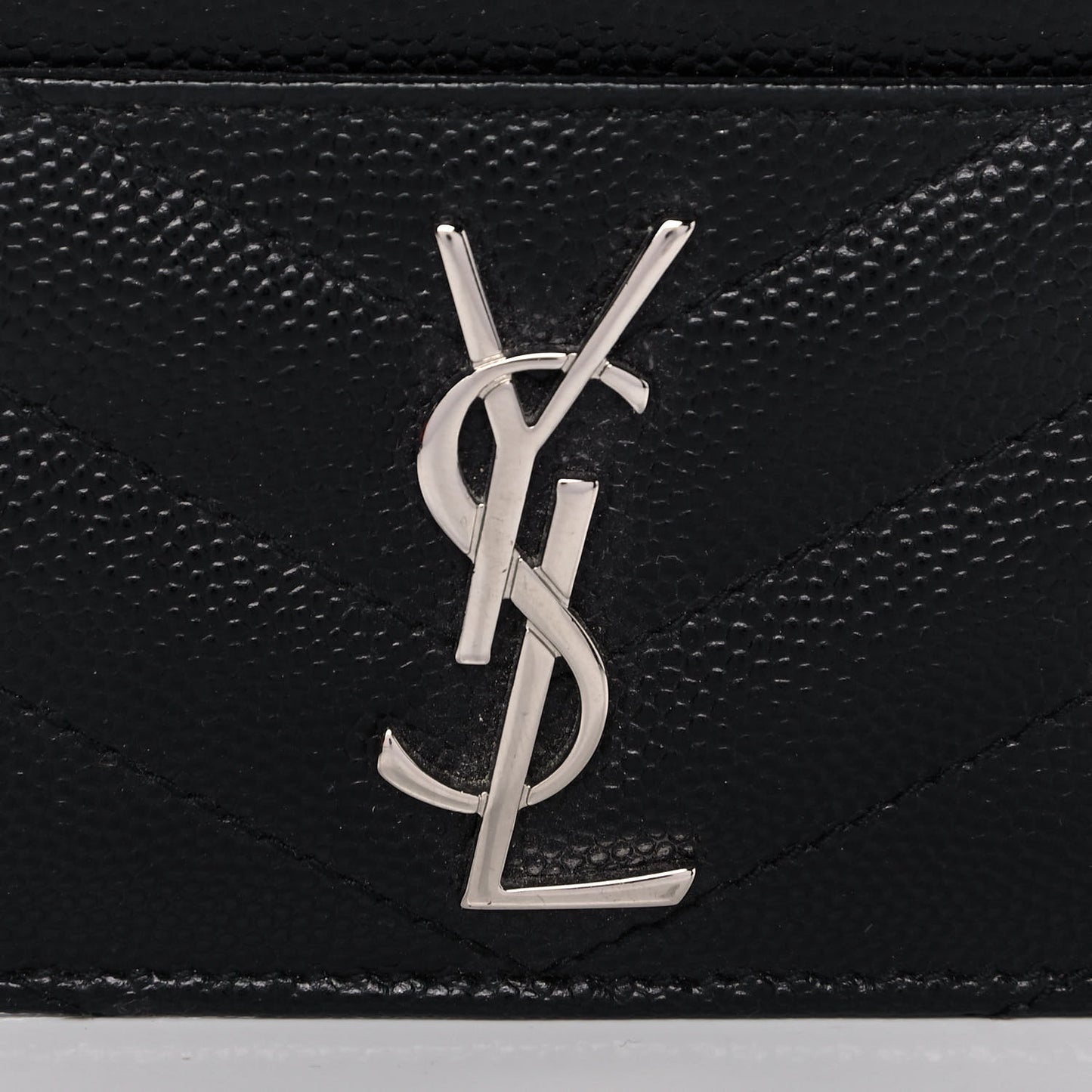 Grain De Poudre Matelasse Chevron Monogram Credit Card Case Black