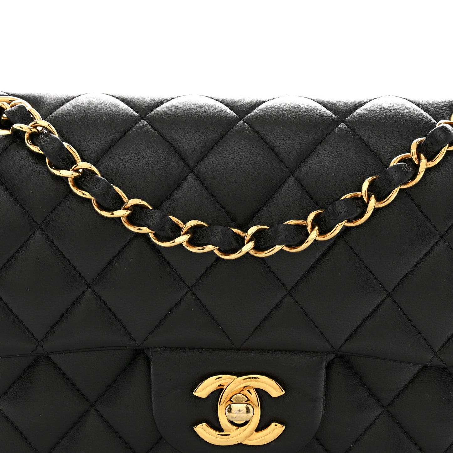 Lambskin Quilted Small Double Flap Black