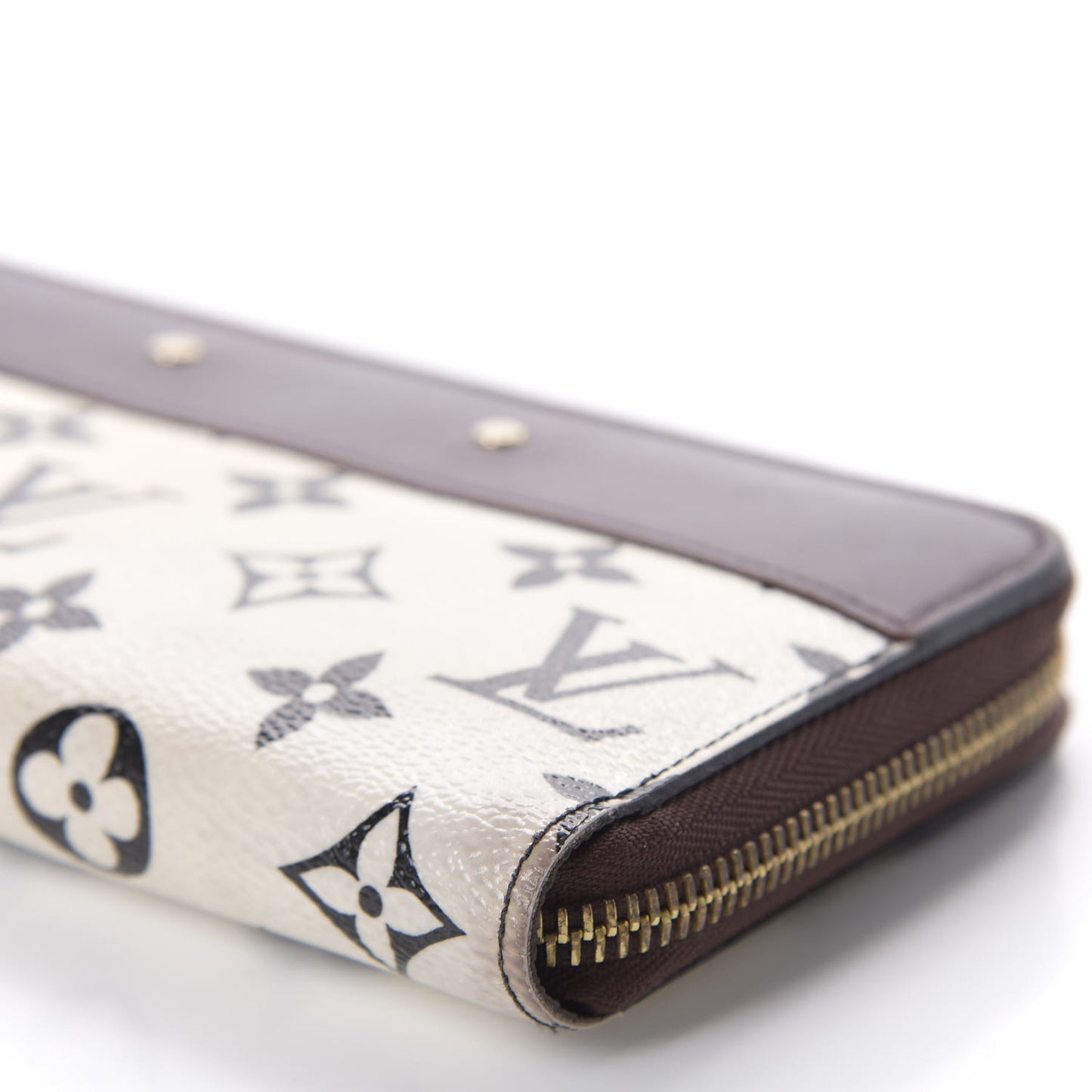 Calfskin Monogram Gamma Zippy Wallet White Chocolate