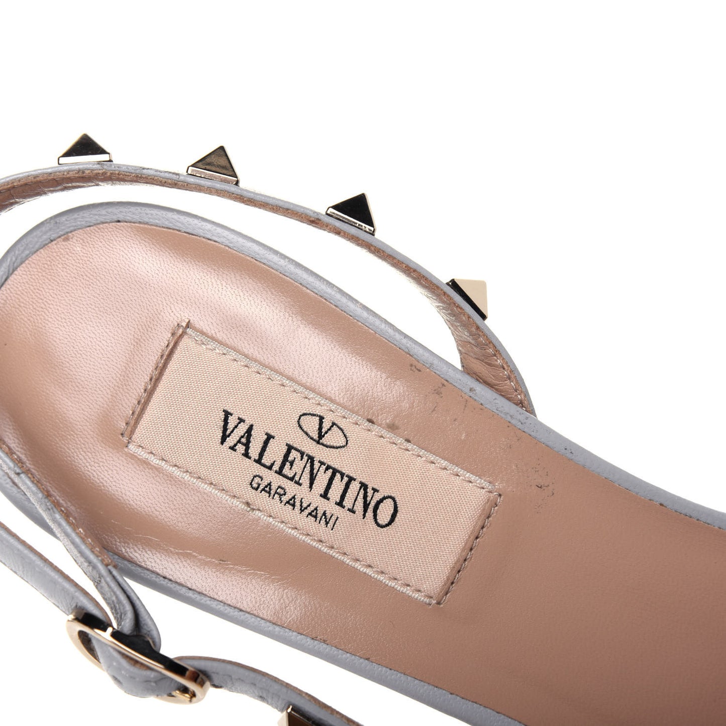 Suede Nappa Rockstud Half D'Orsay Slingback 50mm Pumps 37 Pastel Grey