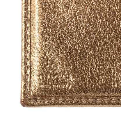 Gucci Crystal Monogram Metal Bar French Flap Wallet Metallic Gold 5 of 7