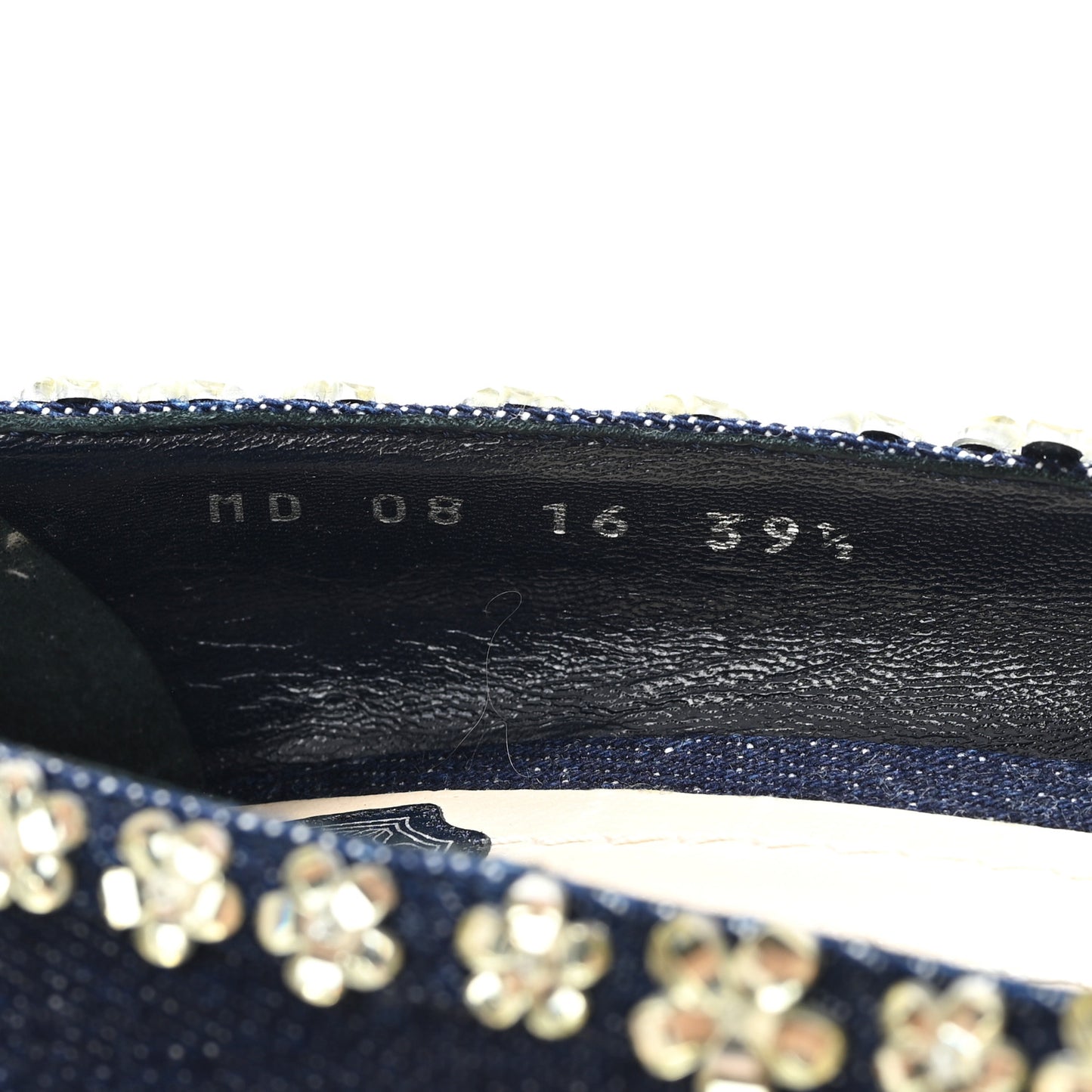 Denim Crystal Garland Pumps 39.5 Blue Fonce