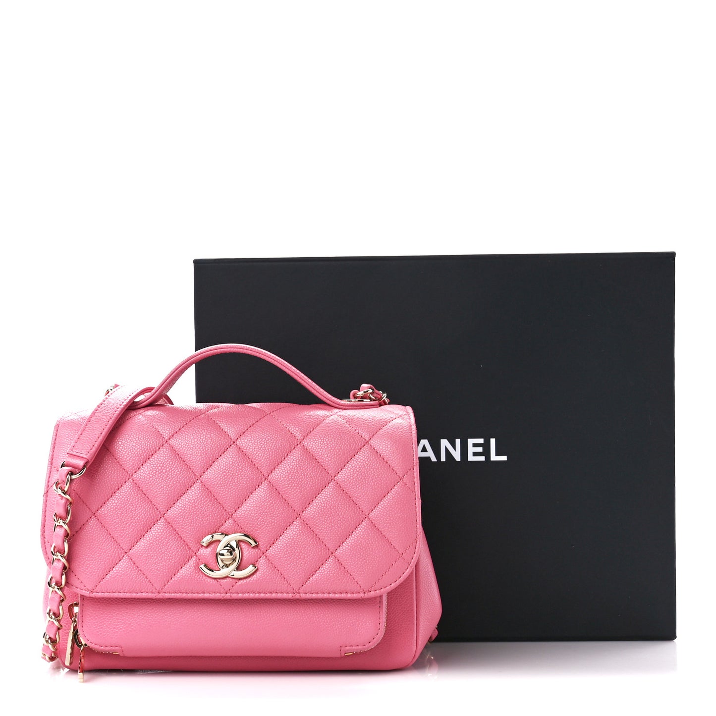 Caviar Quilted Medium Business Affinity Flap Light Pink
