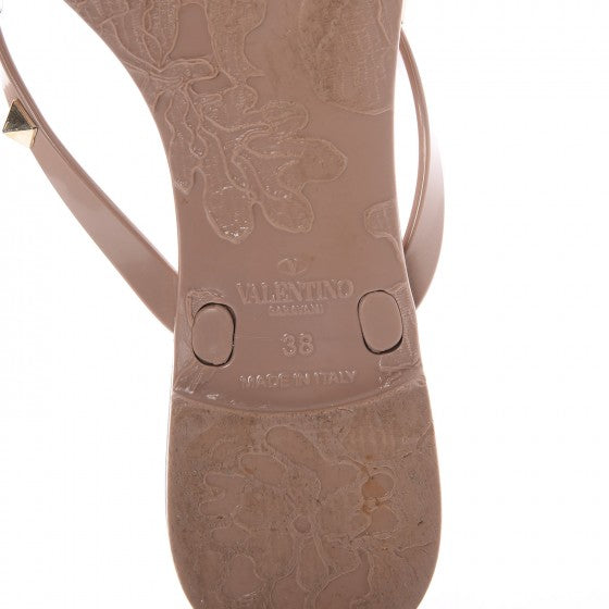 PVC Jelly Rockstud Bow Thong Sandals 38 Poudre
