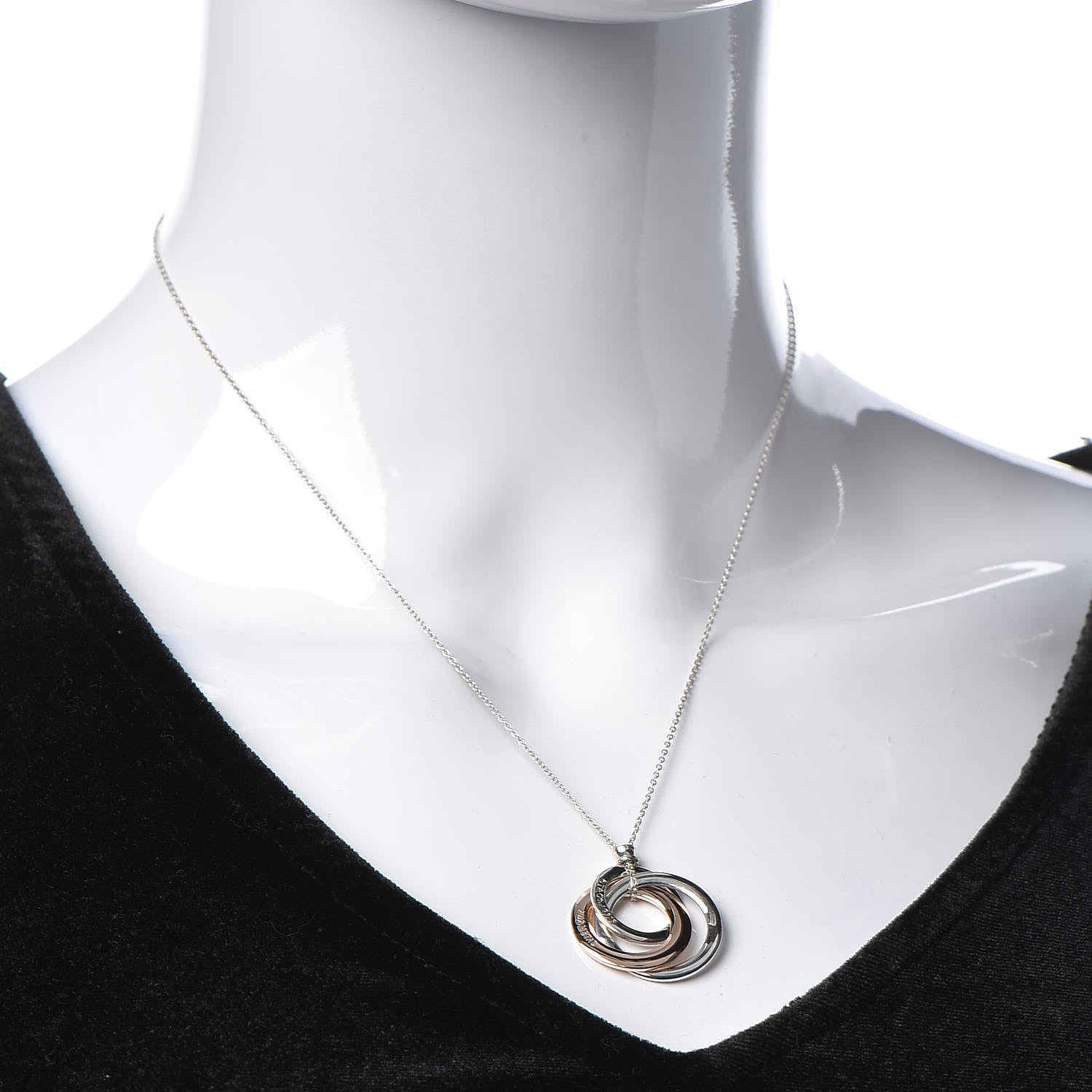 Tiffany Sterling Silver Rubedo 1837 Circles Pendant Necklace 2 of 10