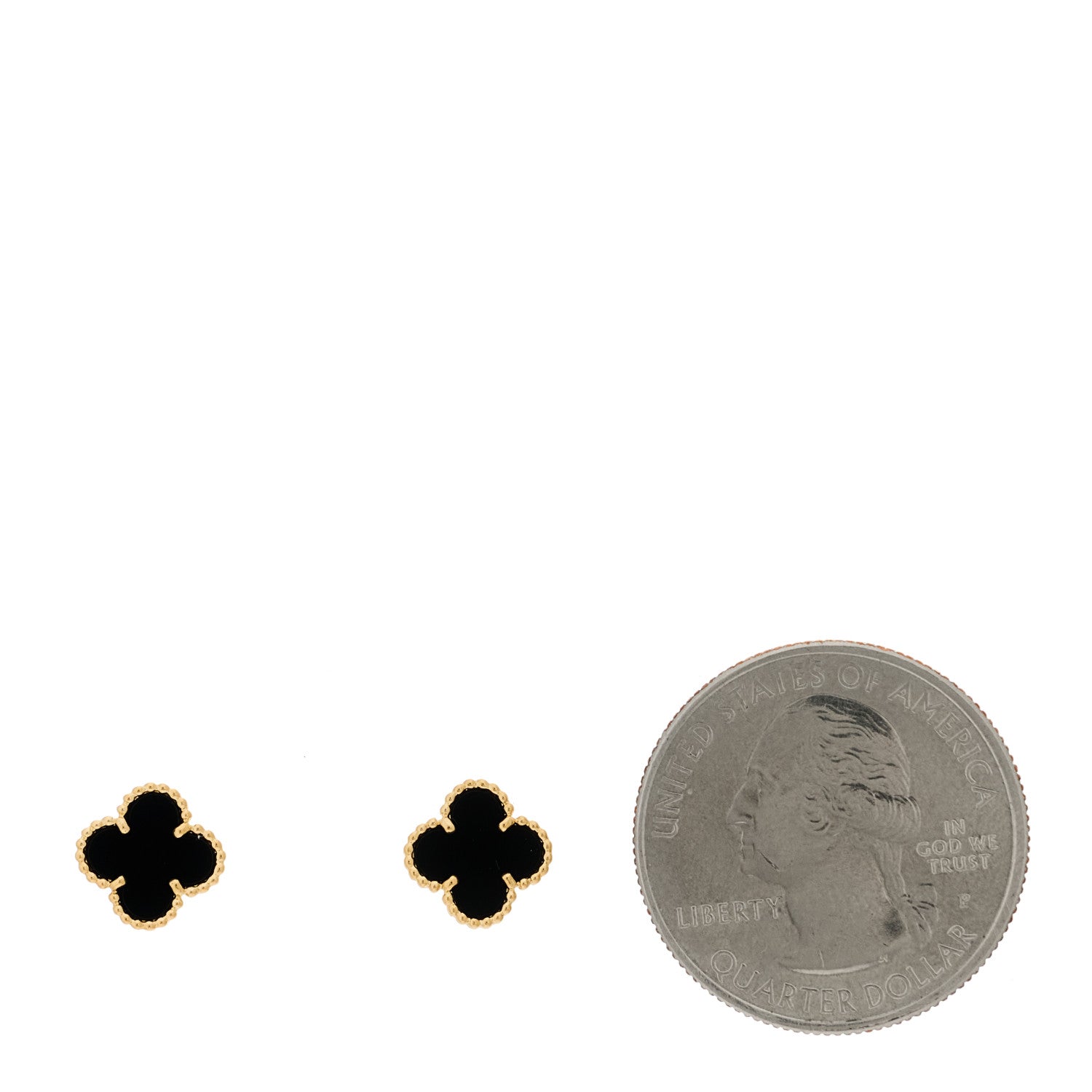 Van Cleef & Arpels 18K Yellow Gold Black Onyx Sweet Alhambra Earrings 2 of 4