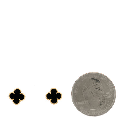 Van Cleef & Arpels 18K Yellow Gold Black Onyx Sweet Alhambra Earrings 2 of 4
