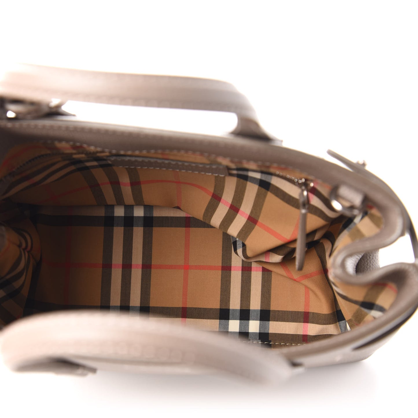 Derby Calfskin House Check Small Banner Tote Pale Taupe