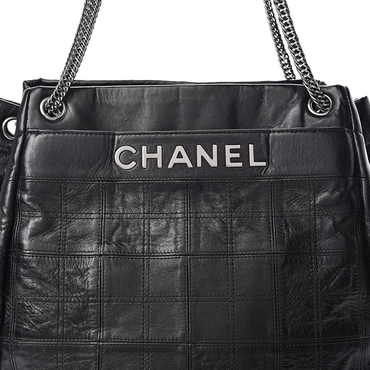 Chanel Lambskin Square Stitched Lax Accordion Shoulder Bag Black 7 of 10