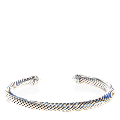 David Yurman Sterling Silver Diamond Smoky Quartz 5mm Cable Classics Bracelet 3 of 4