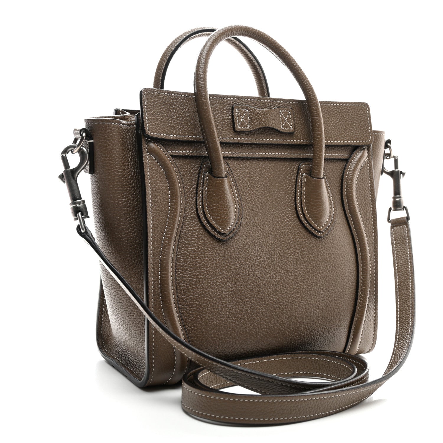 Celine Drummed Calfskin Nano Luggage Souris 3 of 10