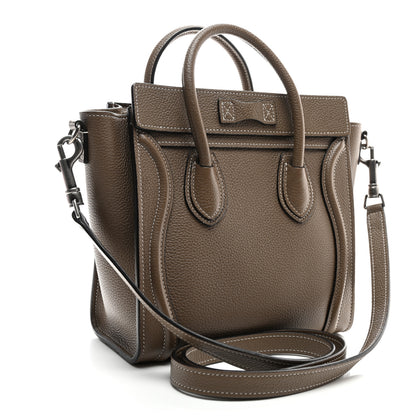 Celine Drummed Calfskin Nano Luggage Souris 3 of 10
