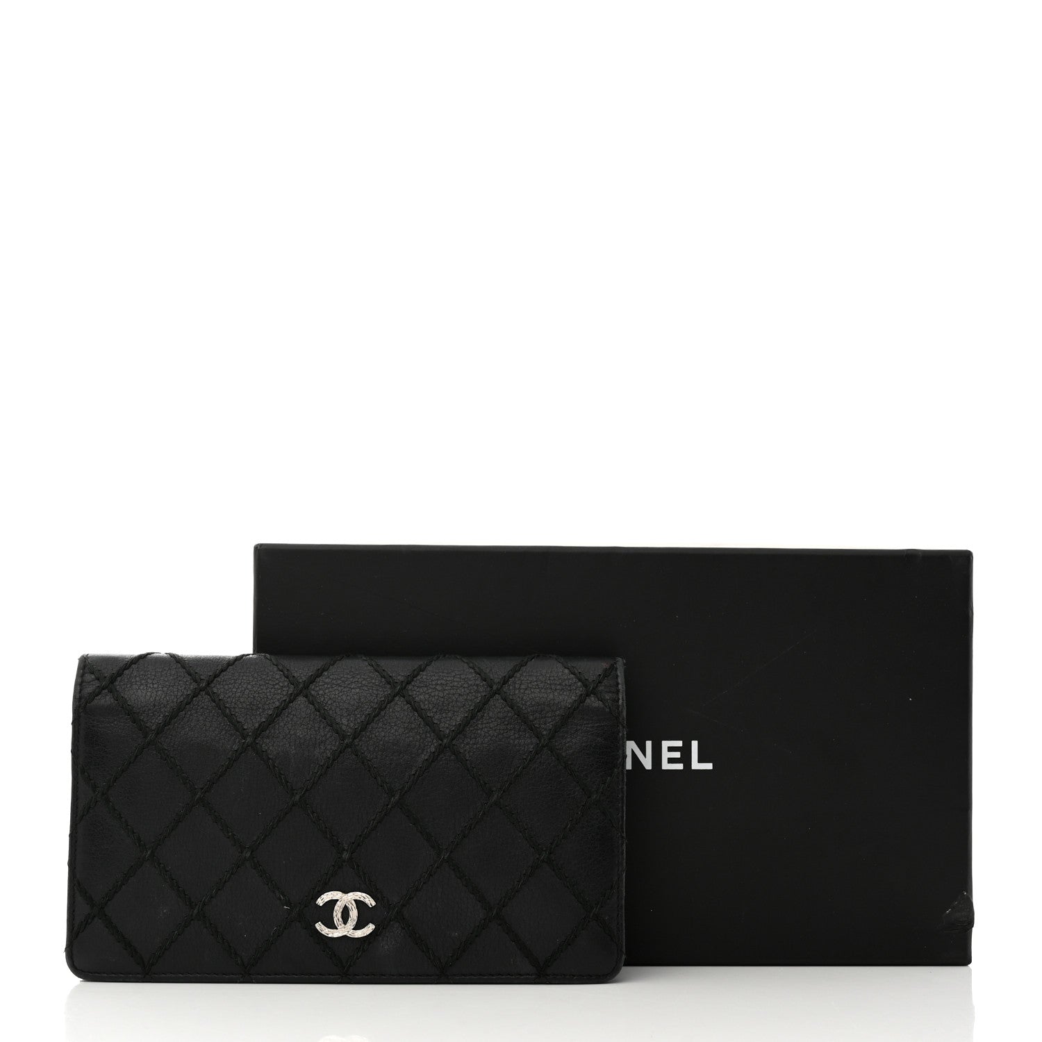 Chanel Distressed Caviar Stitched Yen Wallet Black 11 of 11