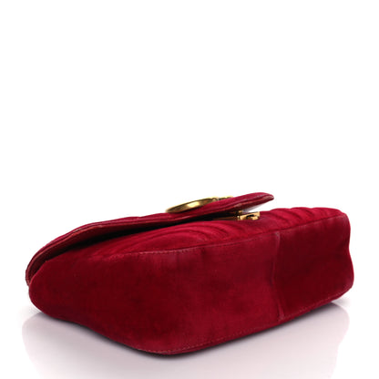 Gucci Velvet Matelasse Mini GG Marmont Shoulder Bag Hibiscus Red 4 of 17