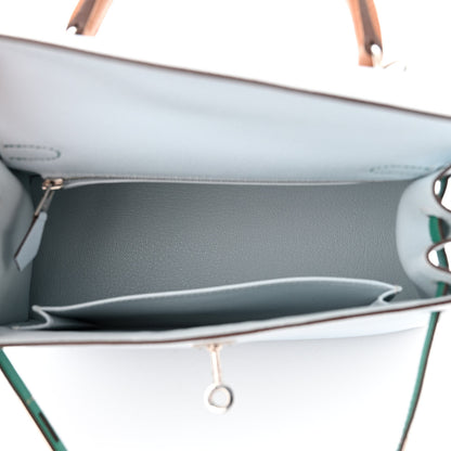 Hermes Epsom Tri-Color Kelly Sellier 25 Bleu Brume Vert Jade Gold 5 of 13
