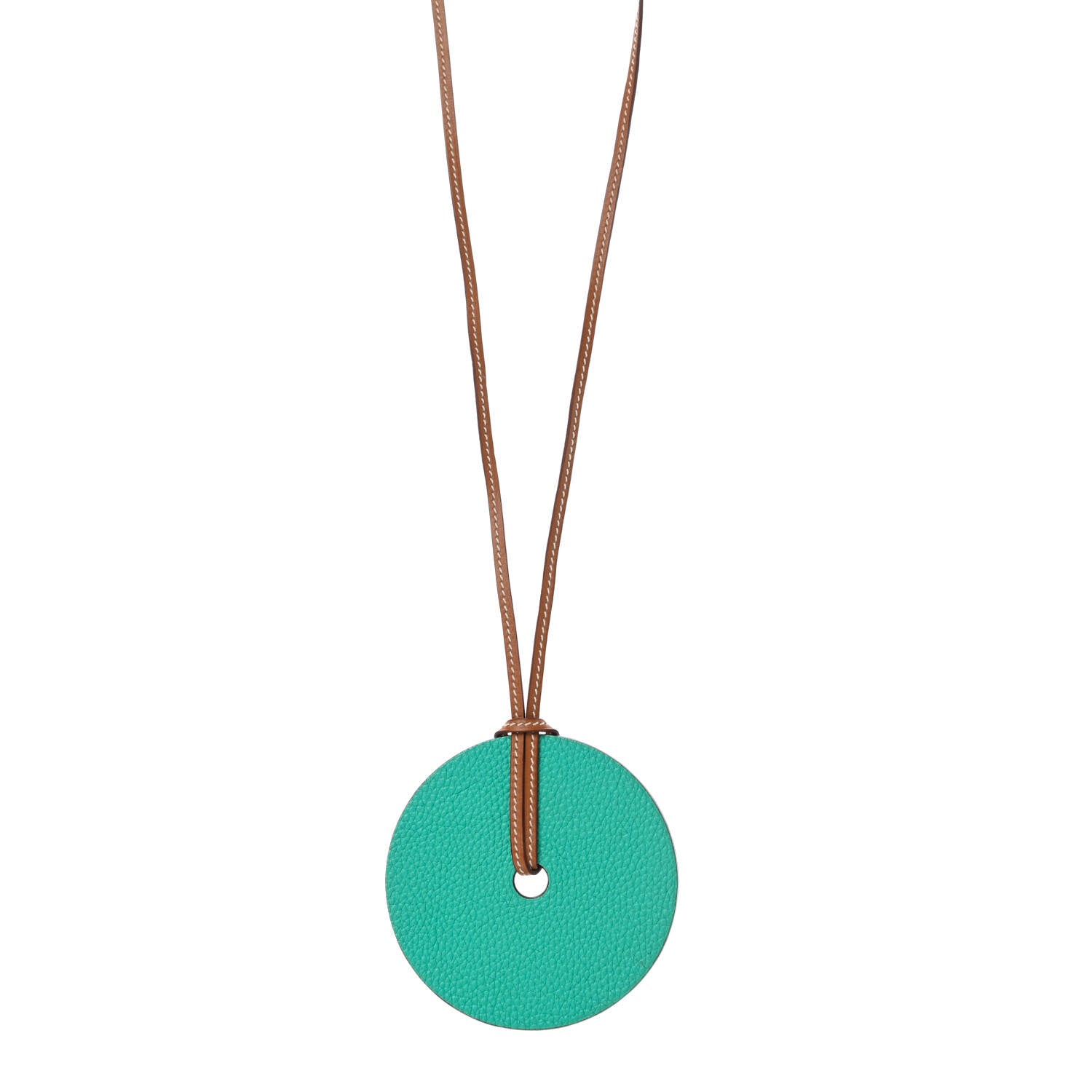 Hermes Togo Epsom Rond GM Petit H Necklace Bleu Paon Orange 1 of 5