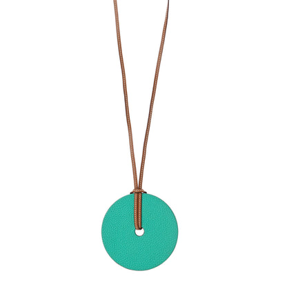 Hermes Togo Epsom Rond GM Petit H Necklace Bleu Paon Orange 1 of 5