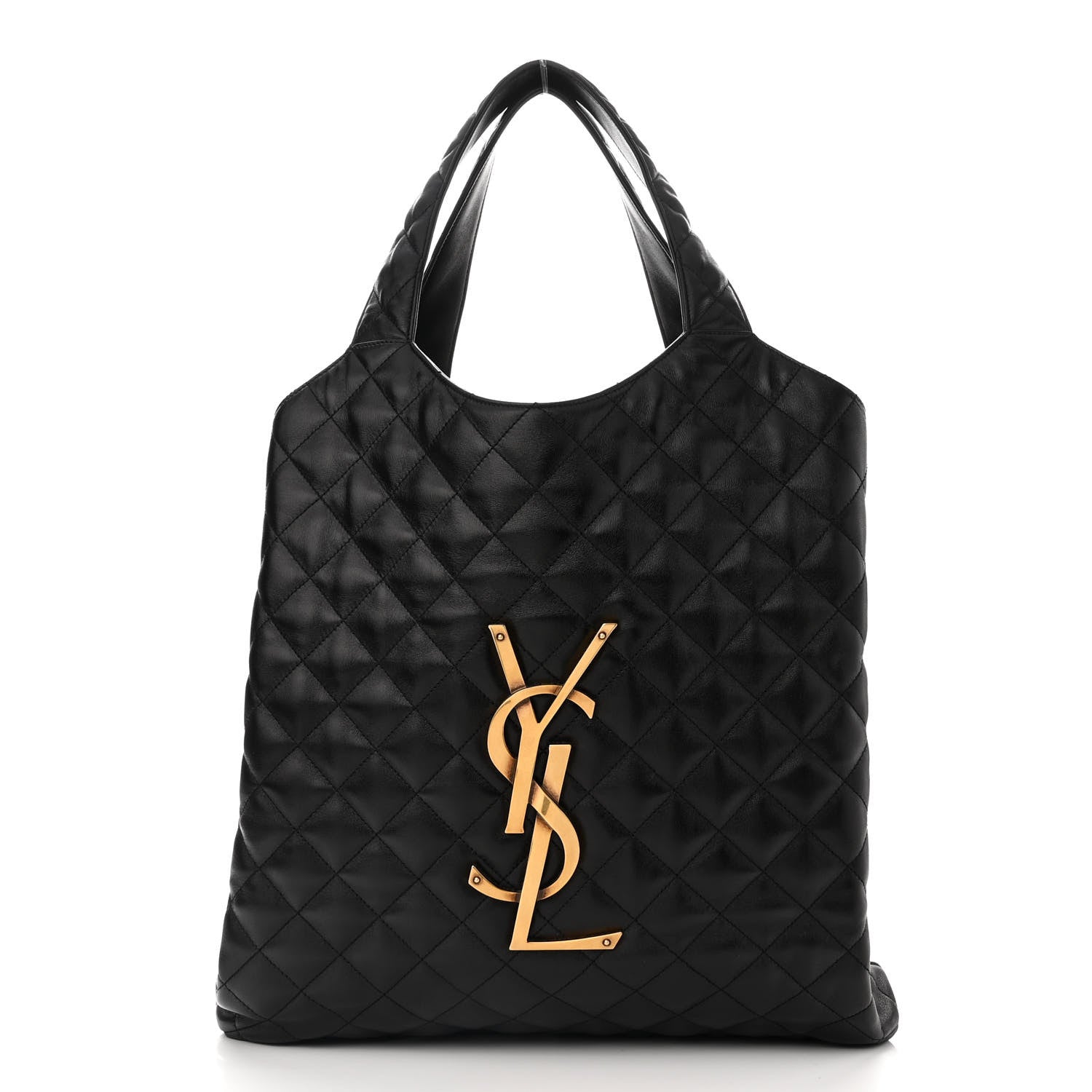 Saint Laurent Lambskin Quilted Maxi Icare Shopping Tote Black 4 of 14
