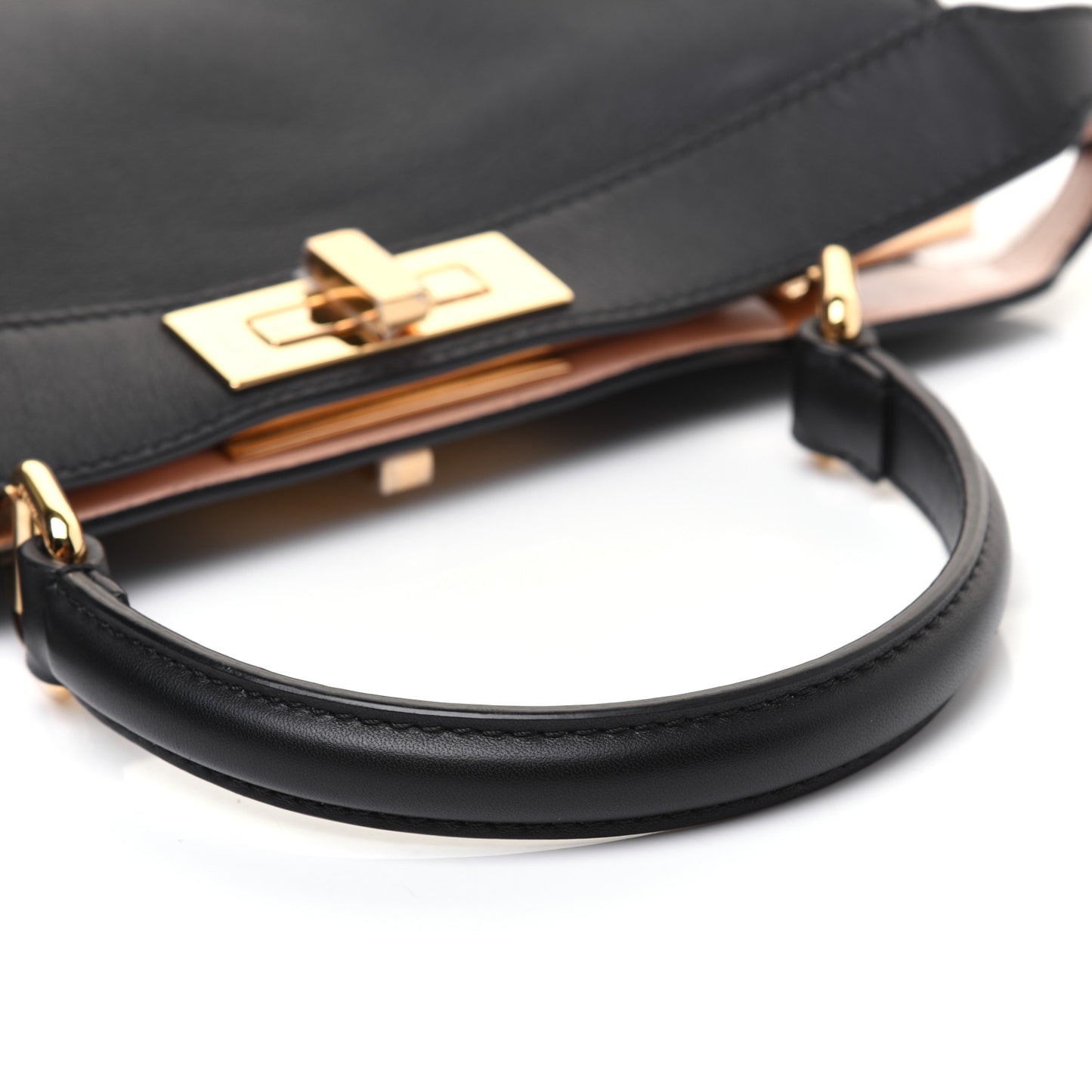 Vitello Seta Shiny Nappa Medium Peekaboo I SEE U Satchel Black Light Rose