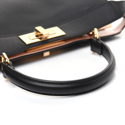 Fendi Vitello Seta Shiny Nappa Medium Peekaboo I SEE U Satchel Black Light Rose 25 of 25